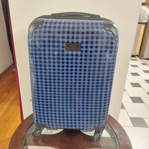 Ben Sherman 20" Hardise Spinner Lightweight Carry On Luggage Blue Plaid